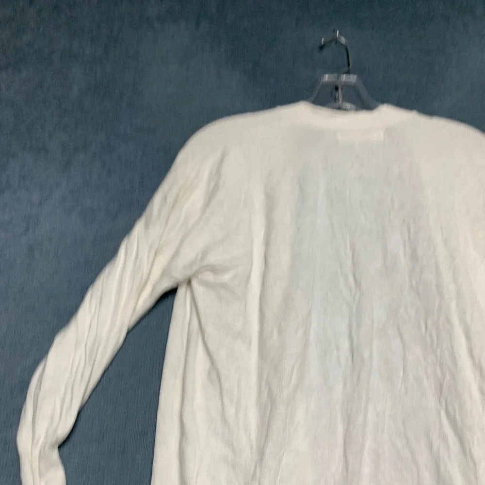 Michael Kors Cardigan Sweater Womens Large White Knit Sophisticated Open Front